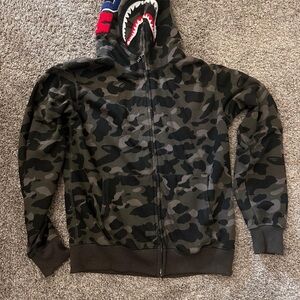 Bape Camouflage Shark Hoodie - Black and Green